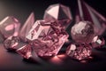 3d rendering of pink diamonds on black background. Jewelry background
