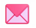 3D rendering of a pink envelope icon, isolated on transparent background Royalty Free Stock Photo
