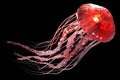 3d rendering of pink jellyfish floating in the dark blue ocean b