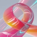 3d rendering of pink and orange gradient shiny ribbons twisted together Royalty Free Stock Photo