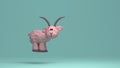 3d rendering plasticine goat turquoise background