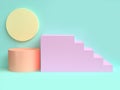 3d rendering pink staircase minimal green scene abstract