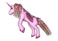 3D Rendering Pink Unicorn on White