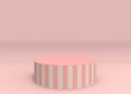 3d rendering. pink and vanilla color circus podium style on copy space background