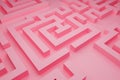 3D rendering. Pink volumetric maze.