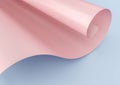 3d rendering of pink waved paper isolated on blue background.