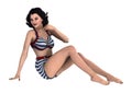 3D Rendering Pinup Girl on White