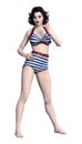 3D Rendering Pinup Girl on White