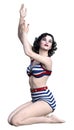 3D Rendering Pinup Girl on White