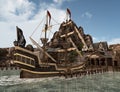 3D Rendering Pirate Treasure Islnad Royalty Free Stock Photo