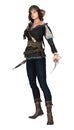 3D Rendering Pirate Woman on White