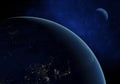 3d rendering: Planet Earth in outer space. Imaginary view of planet earth in a star field Royalty Free Stock Photo