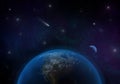 3d rendering: Planet Earth in outer space. Royalty Free Stock Photo