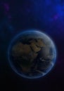 3d rendering: Planet Earth in outer space. Imaginary view of planet earth in a star field Royalty Free Stock Photo