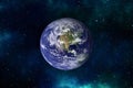 3d rendering: Planet Earth in outer space. Imaginary view of planet earth in a star fieldf Royalty Free Stock Photo