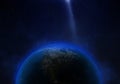 3d rendering: Planet Earth in outer space. Imaginary view of planet earth in a star field Royalty Free Stock Photo