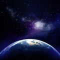 3d rendering: Planet Earth in outer space Royalty Free Stock Photo