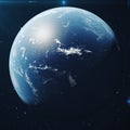 3D Rendering Planet earth from the space at night. The World Globe from Space in a star field showing the terrain and Royalty Free Stock Photo