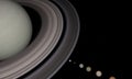 3d rendering of the planet Saturn and moons closeup with stars on background Royalty Free Stock Photo