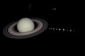 3d rendering of the planet Saturn and moons closeup with stars on background Royalty Free Stock Photo