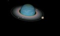 3d rendering of the planet uranus and moons in the space Royalty Free Stock Photo