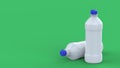 3d rendering plastic bottles on green background