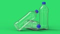3d rendering plastic bottles on green background. Ecology problem image