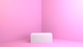 3d rendering podium with minimal illustration design style. Pink mockup geometric shape for cosmetic product presentation