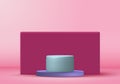 3D rendering with podium minimal pink pastel scene minimal stand pedestal background