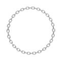 3d rendering of a polished steel chain made in shape of a perfect circle on a white background.