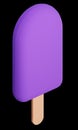 3d rendering of popsicle grape ice cream isolated.
