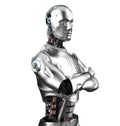 Portrait robot or cyborg arm crossed