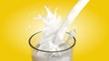 3D rendering of pouring milk splashing Royalty Free Stock Photo