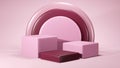 3D Rendering of Premium pink podium mock on pink background platform for product presentation. Minimal