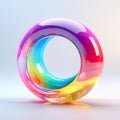 3D rendering presents a colorful spherical shape set against a vibrant background,