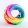 3D rendering presents a colorful spherical shape set against a vibrant background,