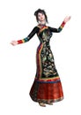 3D Rendering Princess of China on White