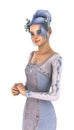 3D Rendering Princess of Spring on White