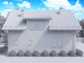 3d rendering of private suburban, two-story house in a modern st Royalty Free Stock Photo