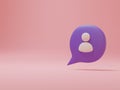 3d rendering 3d purple chat bubbles on pink background chat box chat box new message dialog chat speech bubble notification social Royalty Free Stock Photo