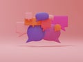 3d rendering 3d purple chat bubbles on pink background chatbox