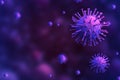 3D rendering of purple coronavirus molecules