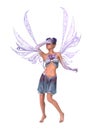 3D Rendering Purple Fairy on White