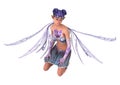 3D Rendering Purple Fairy on White