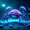 3d rendering of a purple hairy crab on a dark blue background generative AI Royalty Free Stock Photo