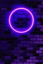 3D rendering purple neon on brick wall