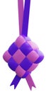 3D rendering purple pink ketupat malay rice cake illustration