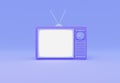 3d Rendering purple retro TV.