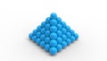 3d rendering of a pyramid of balls isolated in white background