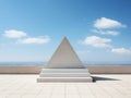 3d rendering of a pyramid on the roof of a building with a blue sky in the background